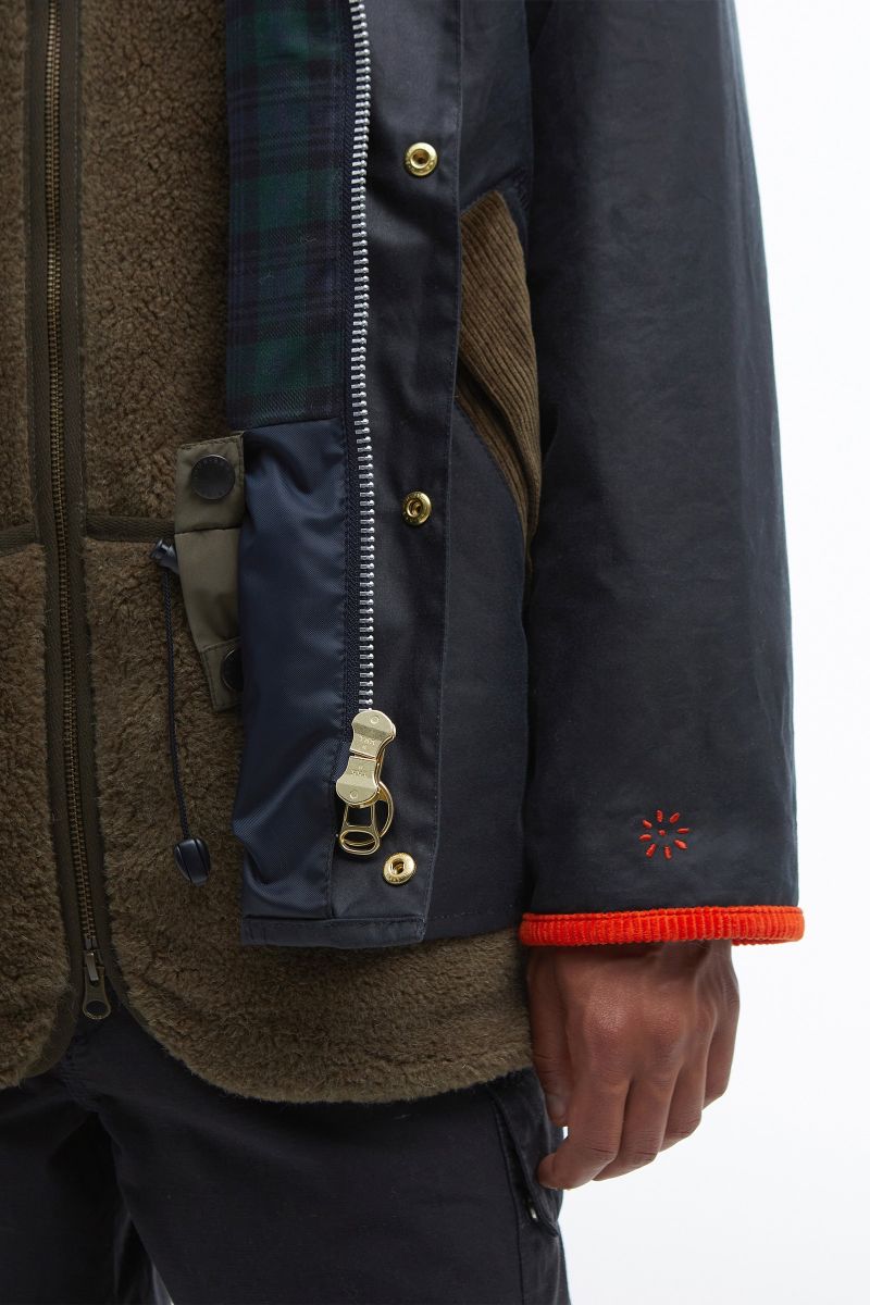 Flower Mountain BARBOUR X FLOWER MOUNTAIN Jacke Herren Navy Orange | 406-GZXCTB