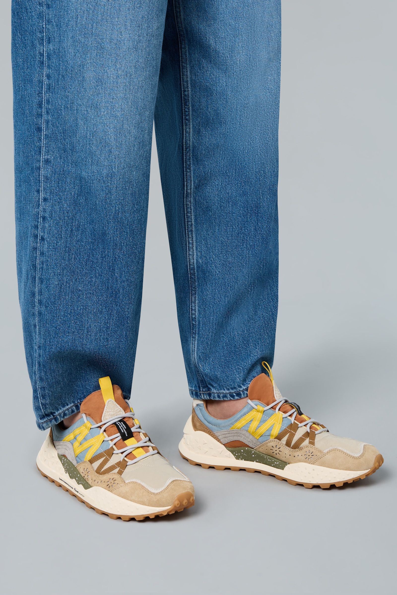 Flower Mountain WASHI Sneakers Herren Beige Grau | 905-FPOLMB